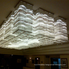 Rectangle Crystal Chrome Chandeliers Banquet Hall Modern indoor Fixtures Hanging Chandelier Pendant Light